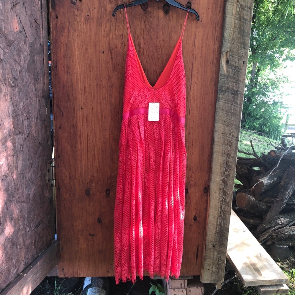 Free People Gorgeous Bright Pink Crochet Dress - Picture 4 of 5